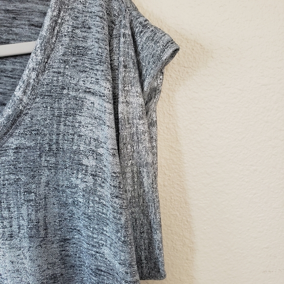 Troupe, Size L, Silver, Black and White, Draped Cap Sleeve Blouse - Picture 7 of 7